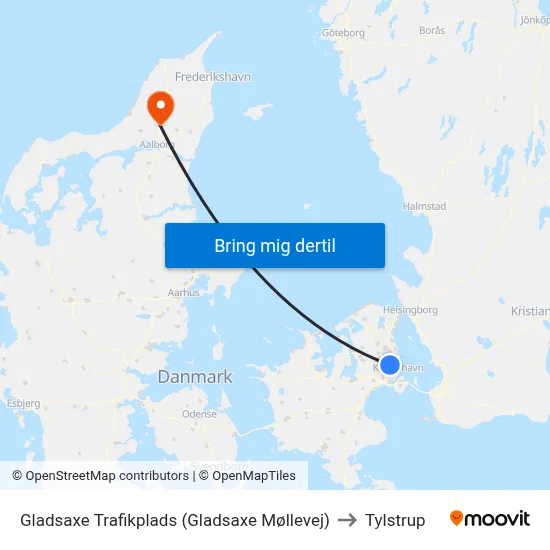 Gladsaxe Trafikplads (Gladsaxe Møllevej) to Tylstrup map