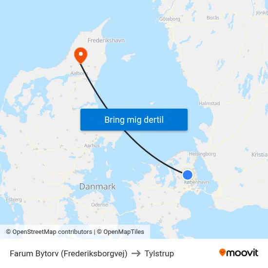 Farum Bytorv (Frederiksborgvej) to Tylstrup map