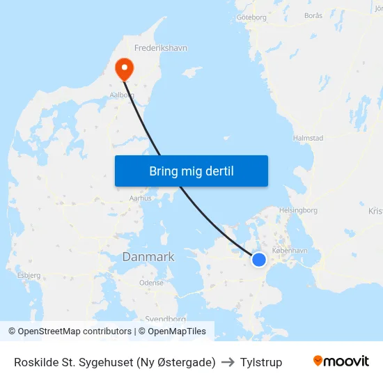 Roskilde St. Sygehuset (Ny Østergade) to Tylstrup map