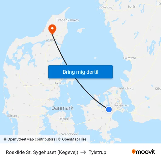 Roskilde St. Sygehuset (Køgevej) to Tylstrup map
