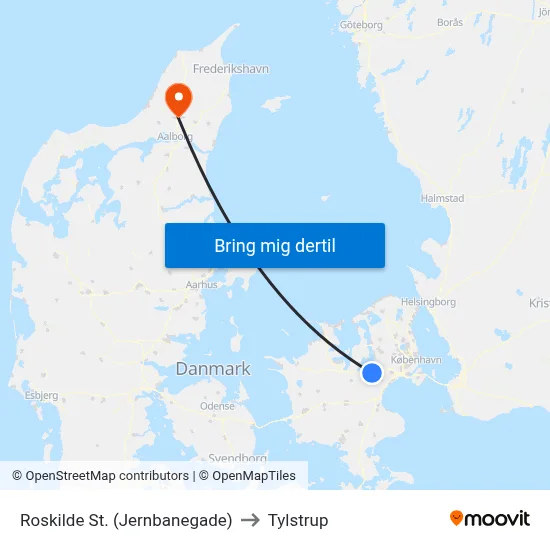 Roskilde St. (Jernbanegade) to Tylstrup map