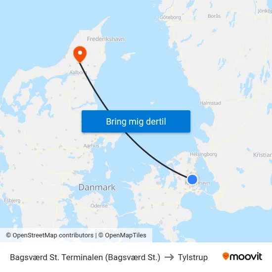 Bagsværd St. Terminalen (Bagsværd St.) to Tylstrup map