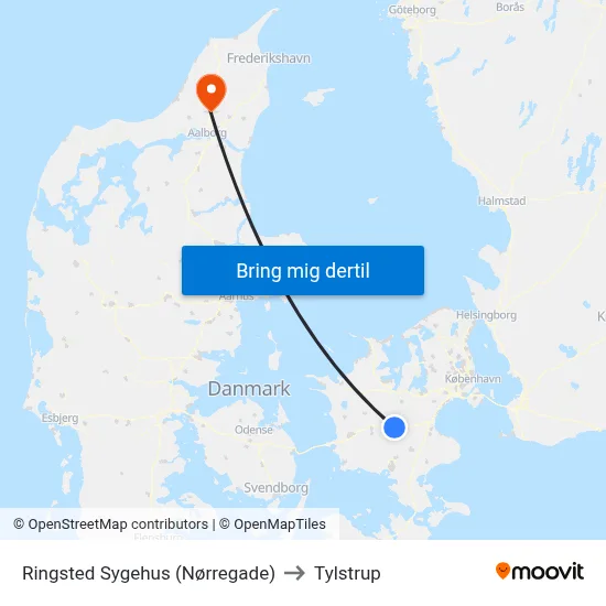 Ringsted Sygehus (Nørregade) to Tylstrup map