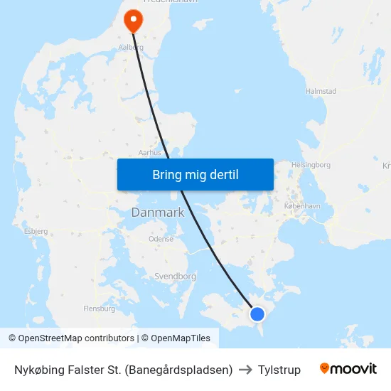 Nykøbing Falster St. (Banegårdspladsen) to Tylstrup map
