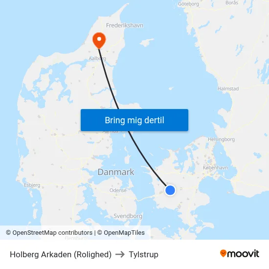 Holberg Arkaden (Rolighed) to Tylstrup map