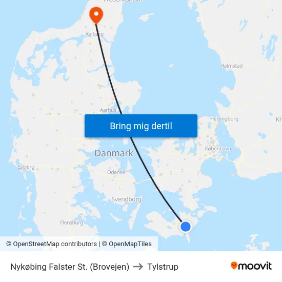 Nykøbing Falster St. (Brovejen) to Tylstrup map