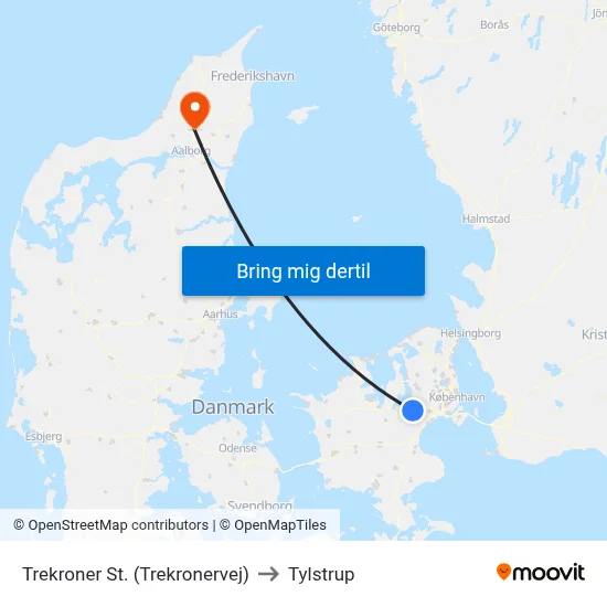 Trekroner St. (Trekronervej) to Tylstrup map