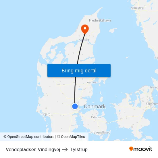 Vendepladsen Vindingvej (Vejle) to Tylstrup map
