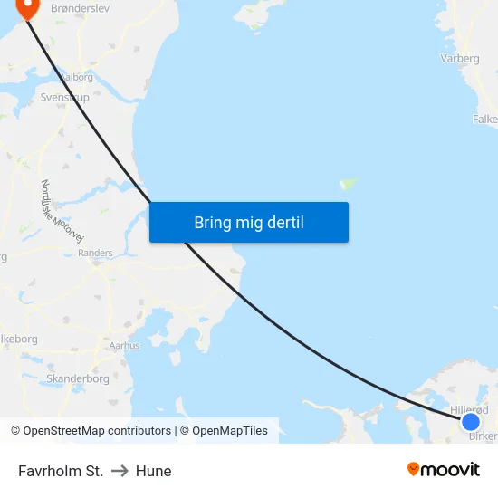 Favrholm St. to Hune map
