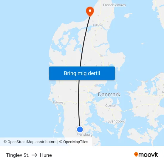 Tinglev St. to Hune map