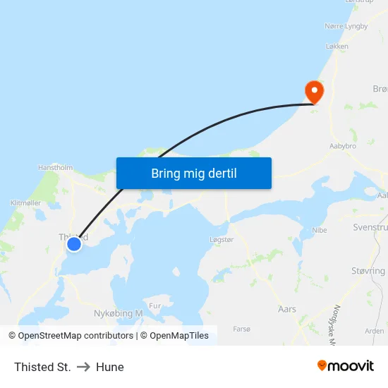 Thisted St. to Hune map