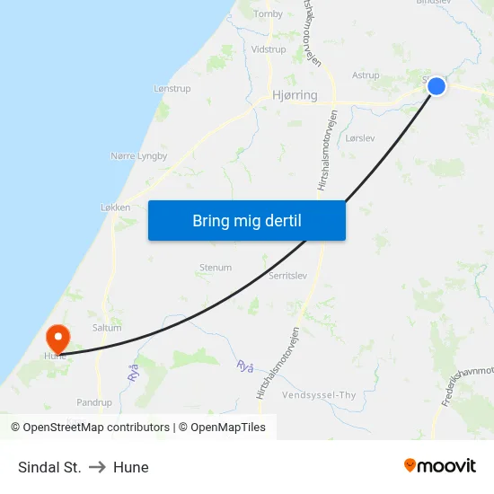 Sindal St. to Hune map