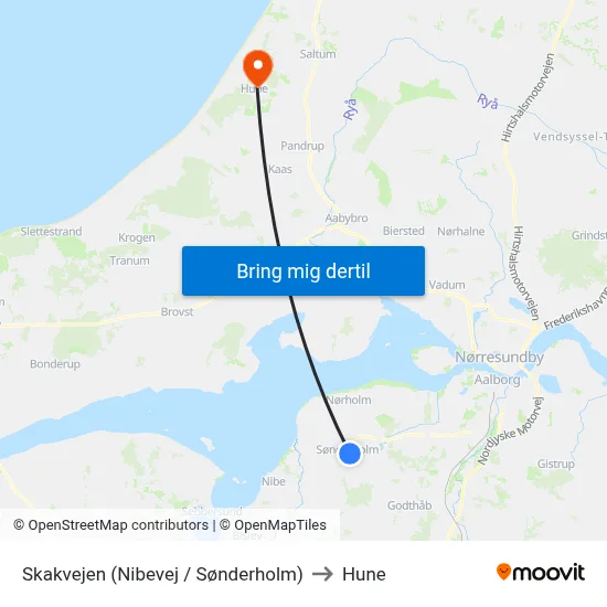 Skakvejen (Nibevej / Sønderholm) to Hune map