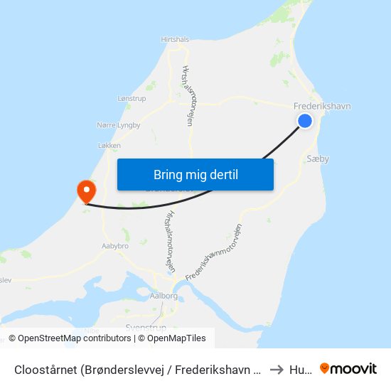 Cloostårnet (Brønderslevvej / Frederikshavn Komm.) to Hune map