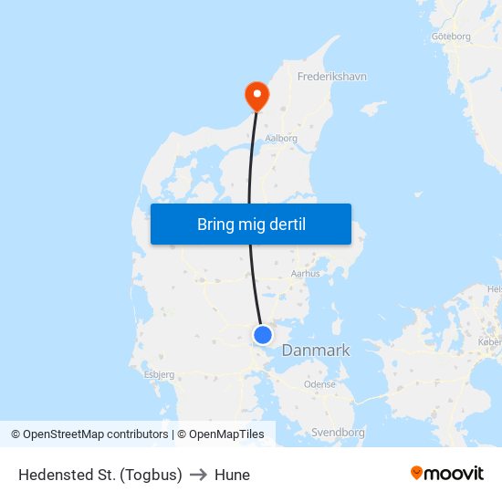 Hedensted St. (Togbus) to Hune map