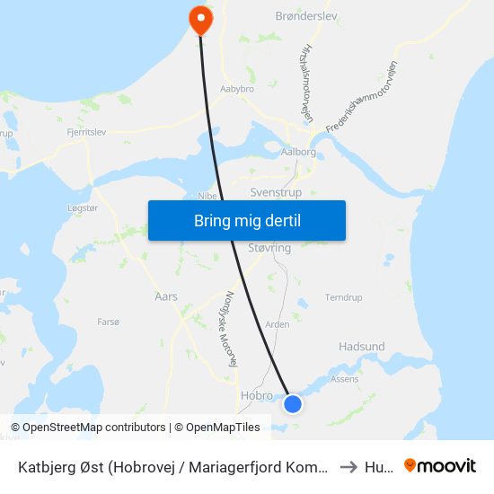 Katbjerg Øst (Hobrovej / Mariagerfjord Kommune) to Hune map