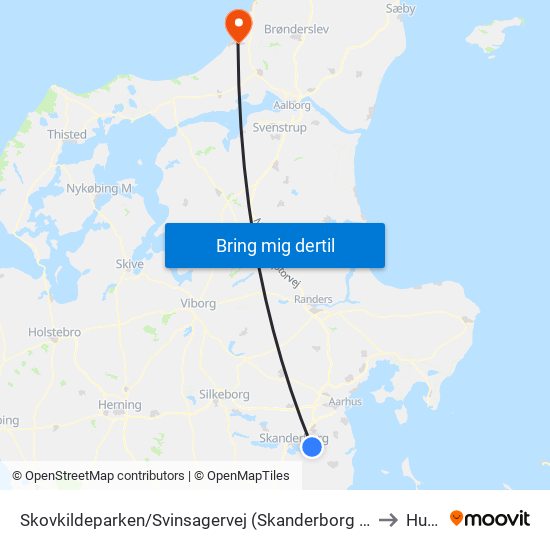 Skovkildeparken/Svinsagervej (Skanderborg Kom) to Hune map