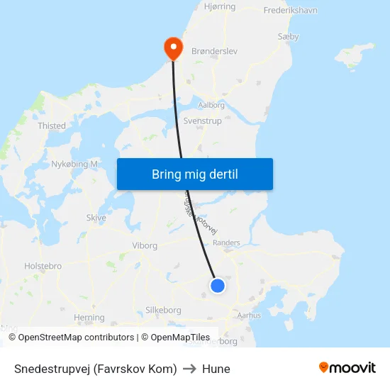 Snedestrupvej (Favrskov Kom) to Hune map