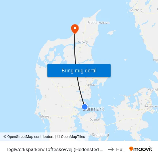 Teglværksparken/Tofteskovvej (Hedensted Kom) to Hune map
