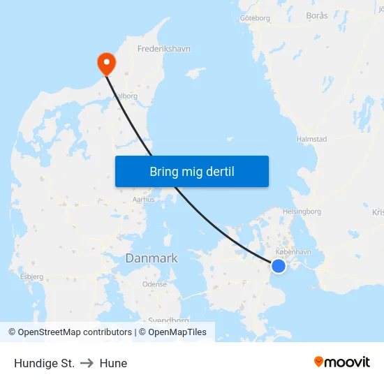 Hundige St. to Hune map