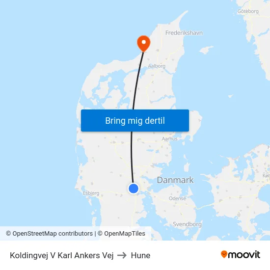 Koldingvej V Karl Ankers Vej to Hune map