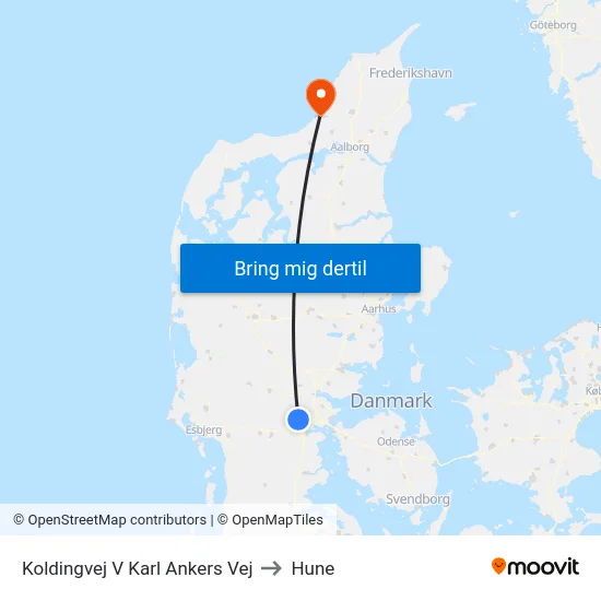 Koldingvej V Karl Ankers Vej to Hune map