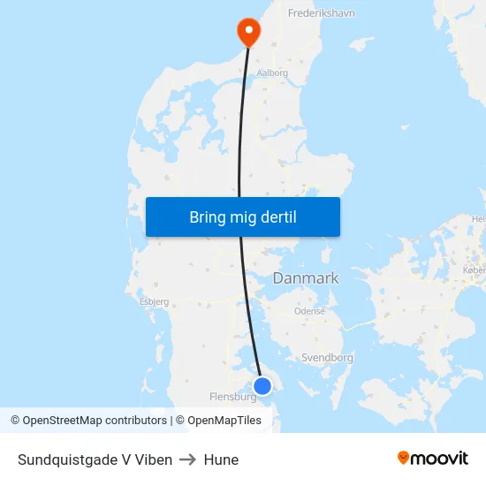 Sundquistgade V Viben to Hune map