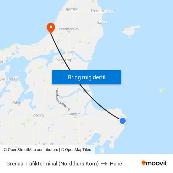 Grenaa Trafikterminal (Norddjurs Kom) to Hune map