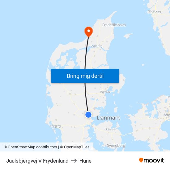 Juulsbjergvej V Frydenlund to Hune map