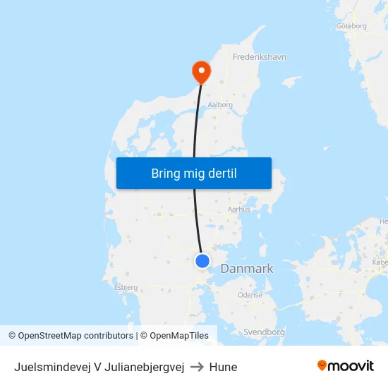 Juelsmindevej V Julianebjergvej to Hune map