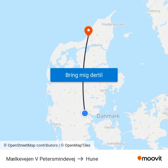 Mælkevejen V Petersmindevej to Hune map