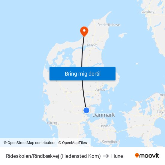 Rideskolen/Rindbækvej (Hedensted Kom) to Hune map