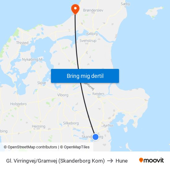 Gl. Virringvej/Gramvej (Skanderborg Kom) to Hune map