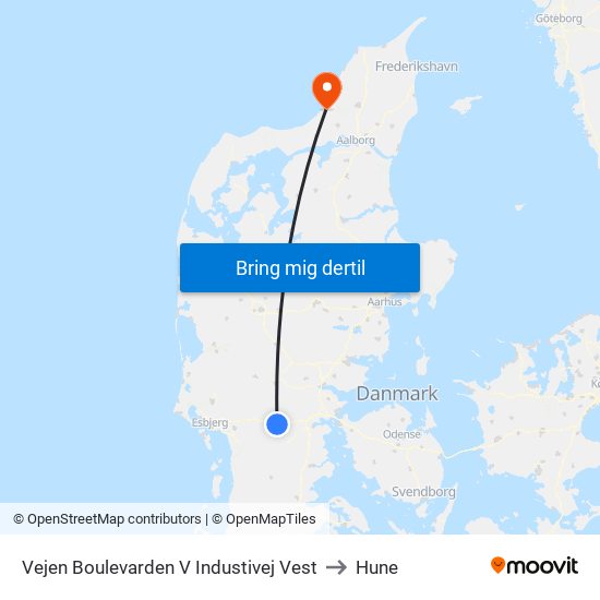 Vejen Boulevarden V Industivej Vest to Hune map