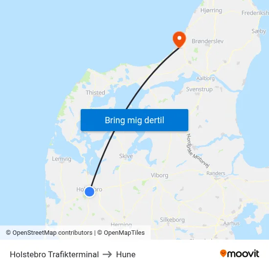 Holstebro Trafikterminal to Hune map