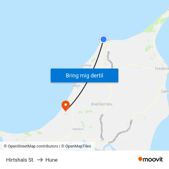 Hirtshals St. to Hune map