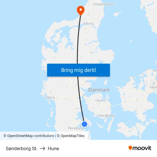 Sønderborg St. to Hune map