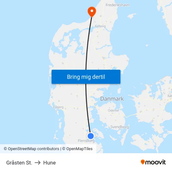Gråsten St. to Hune map