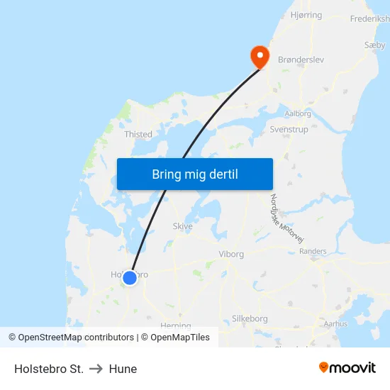 Holstebro St. to Hune map
