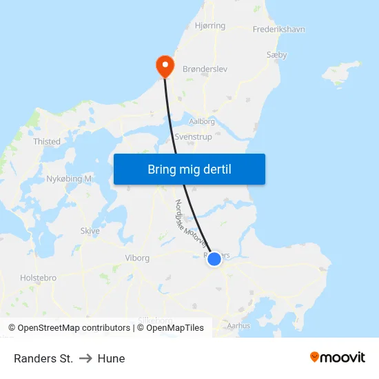 Randers St. to Hune map