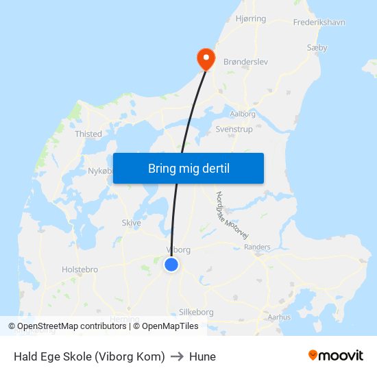 Hald Ege Skole (Viborg Kom) to Hune map