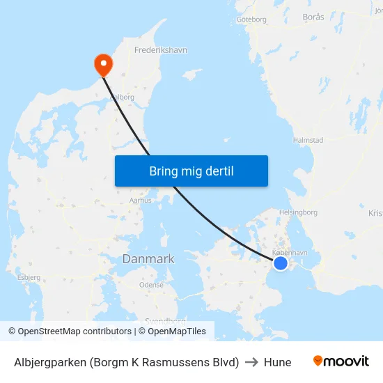 Albjergparken (Borgm K Rasmussens Blvd) to Hune map