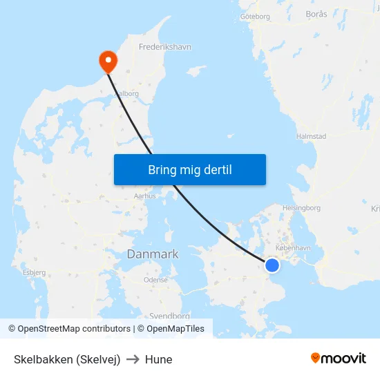 Skelbakken (Skelvej) to Hune map