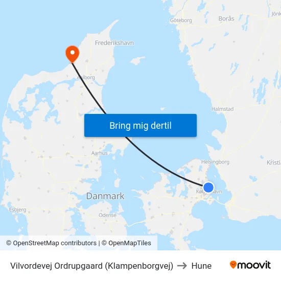 Vilvordevej Ordrupgaard (Klampenborgvej) to Hune map