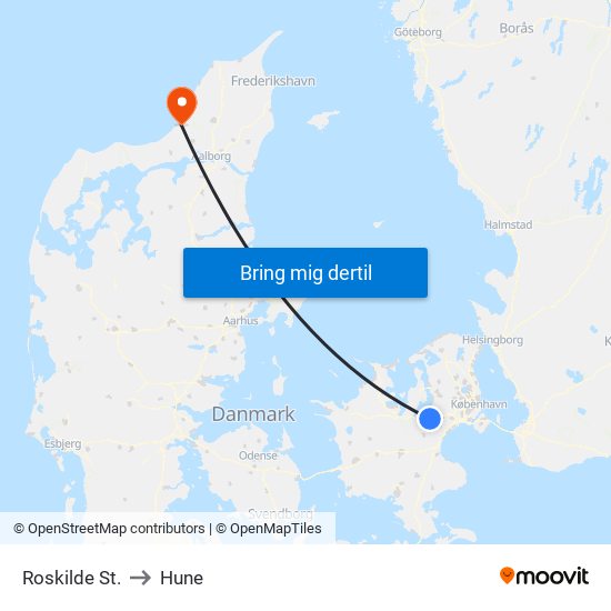 Roskilde St. to Hune map