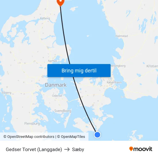 Gedser Torvet (Langgade) to Sæby map