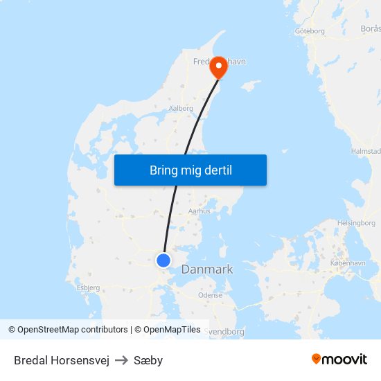 Bredal Horsensvej to Sæby map