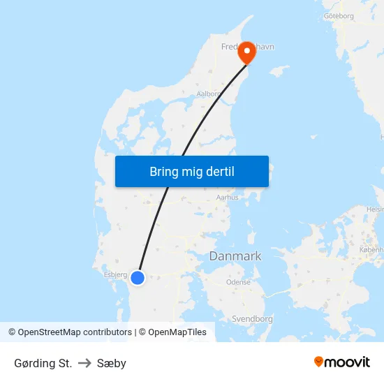 Gørding St. to Sæby map