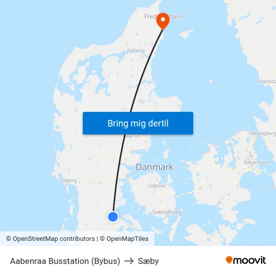Aabenraa Busstation (Bybus) to Sæby map