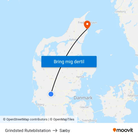 Grindsted Rutebilstation to Sæby map